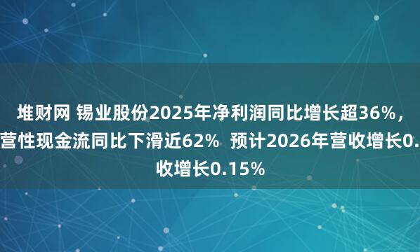 堆财网 锡业股份2025年净利润同比增长超36%，但经营性现金流同比下滑近62%  预计2026年营收增长0.15%